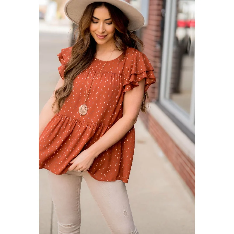 Mega Sale Happening Now!Short Sleeve Dash Patterned Blouse
