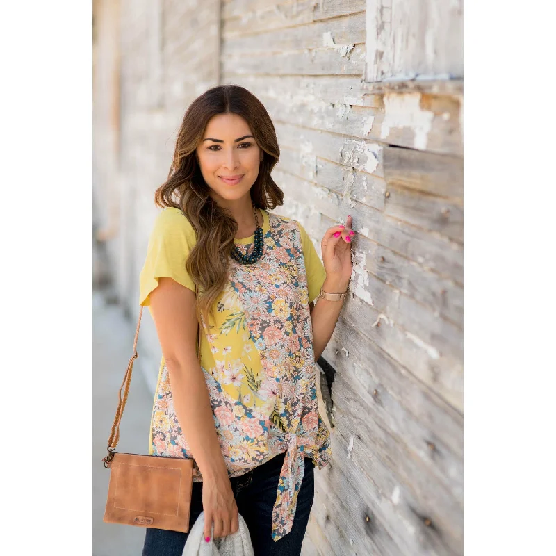 Every Deal is a Steal!Floral Bouquet Bottom Knot Blouse
