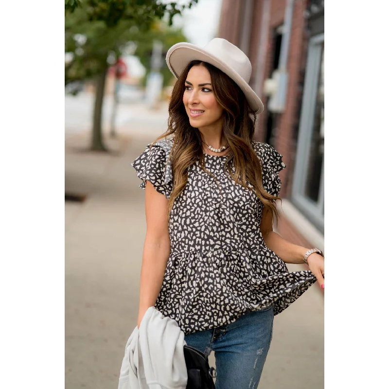 Get More for Less!Tiered Patterned Flittery Sleeved Blouse