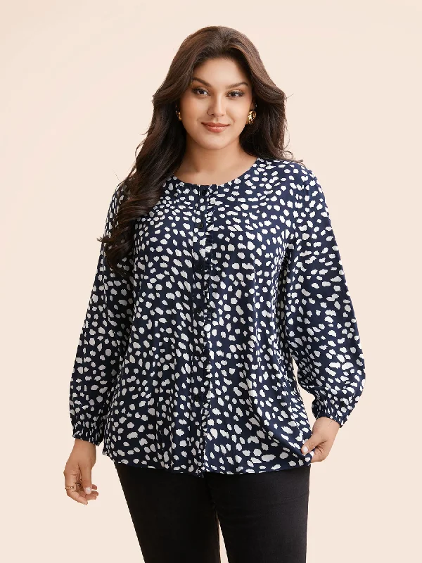 Best Deals Just for You!Leopard Print Ruffles Lantern Sleeve Blouse