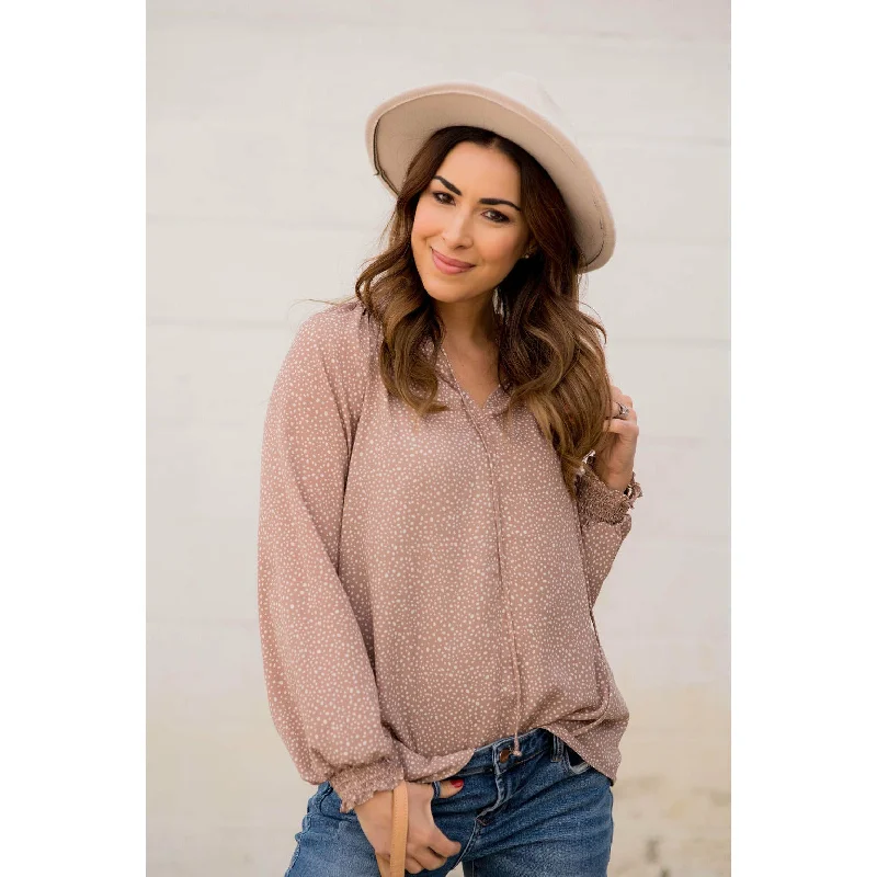 Only a Few Left – Order Now!Mini Dot Drawstring Blouse