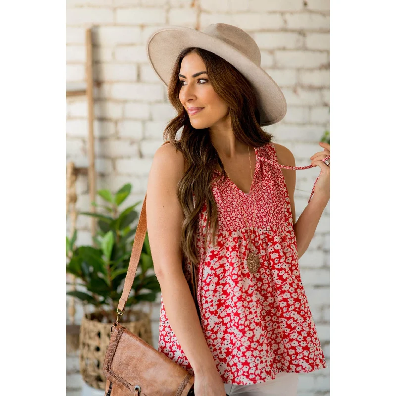 The Best Deals Won’t Wait!Mixed Floral Drawstring Tank