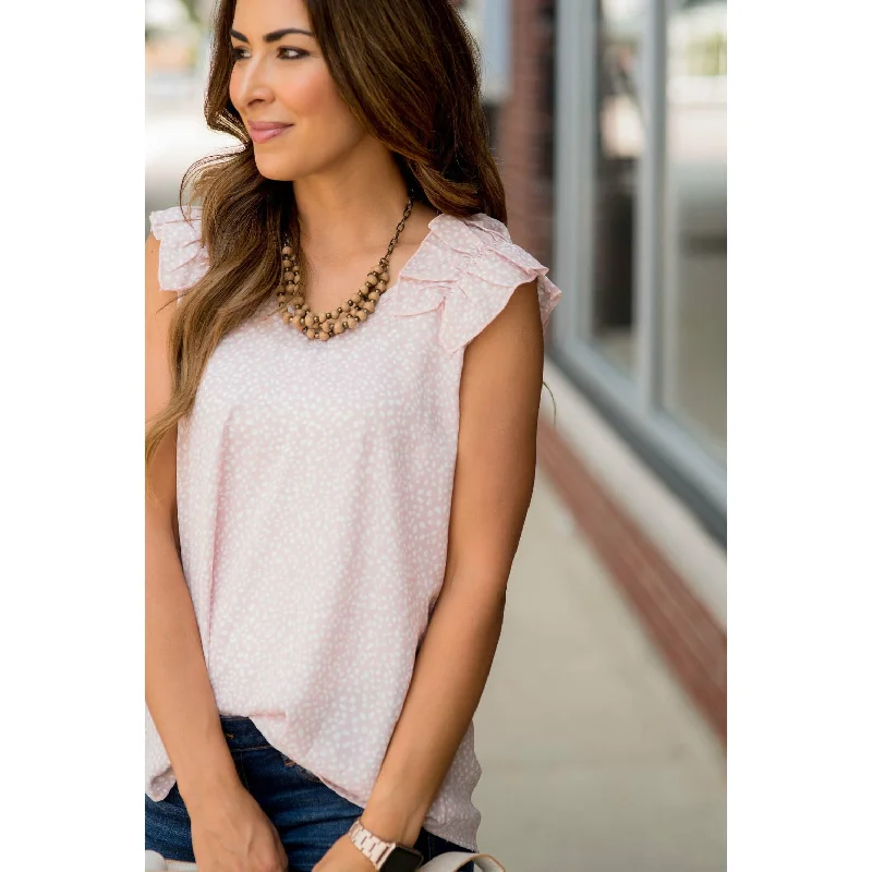Exclusive Deals Just for You!Multi Dotted Ruffle Sleeved Tank Blouse