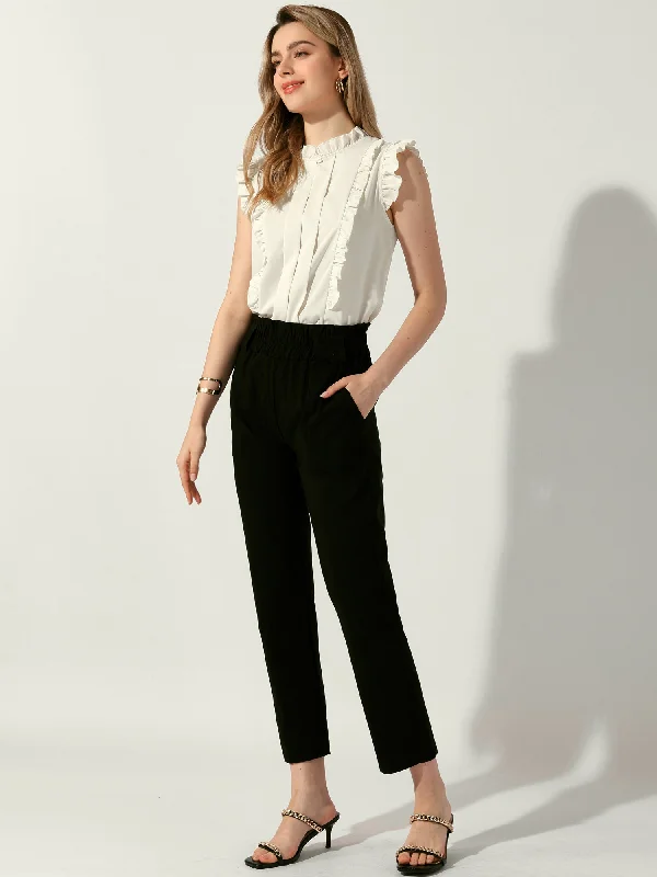 More Discounts, More Joy!Ruffle Sleeveless Round Neck Dressy Casual Blouse