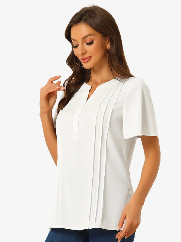 Act Fast – Limited Time Savings!V Neck Blouses Dressy Casual Tops Button Down Shirts Business Work Short Sleeve T Shirt