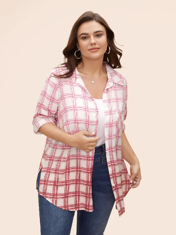 Unlock Huge Savings Now!Plaid Pleated Button Down Blouse