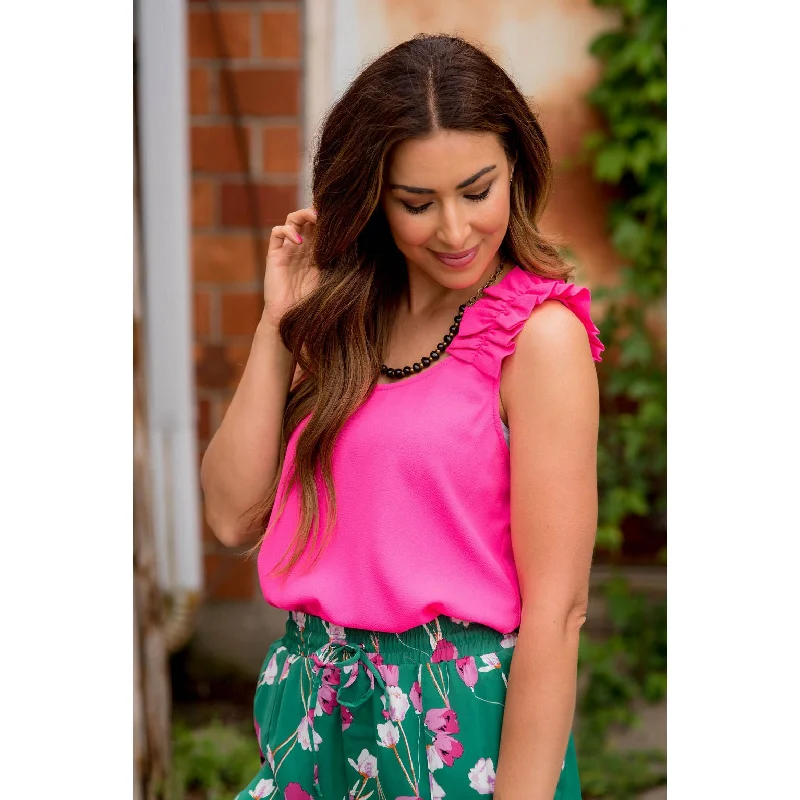Your Shopping Wish, Our Discount Command!Scrunched Ruffle Strap Blouse Tank