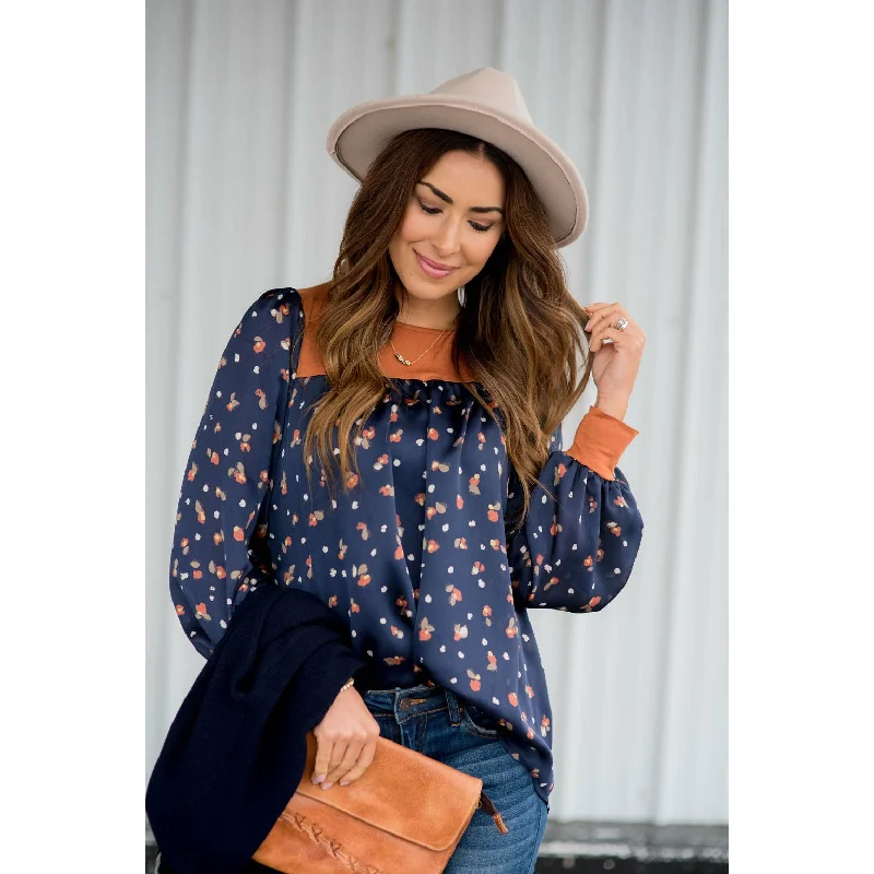 Shop Early, Save Big!Solid Trim Patterned Blouse