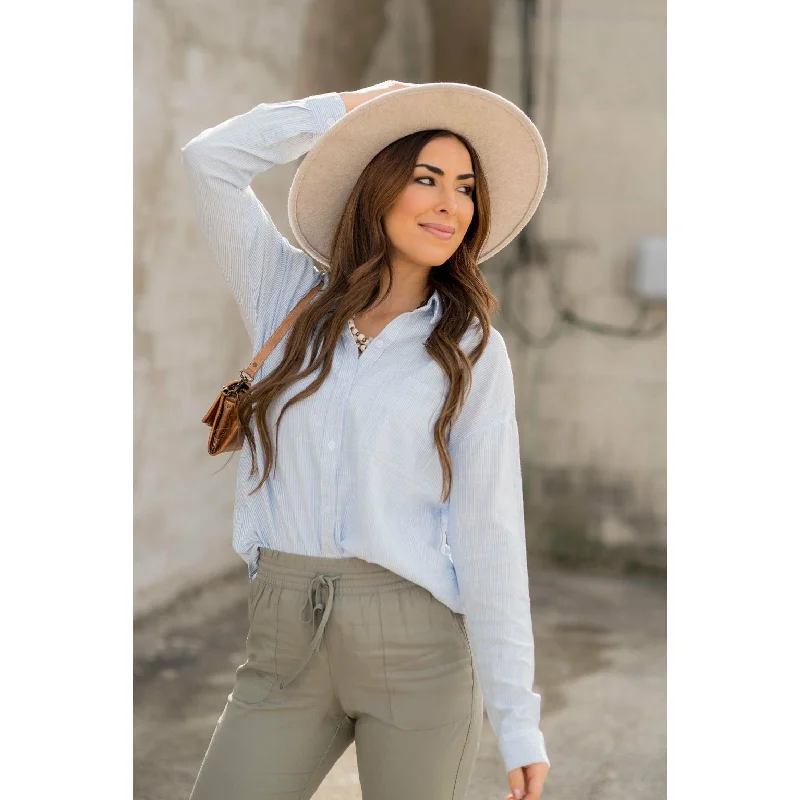 New Discounts Just Dropped!Stripe Button Up Blouse