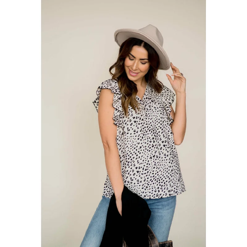 Exclusive Savings This Week!Cheetah Flutter Sleeve V Tank
