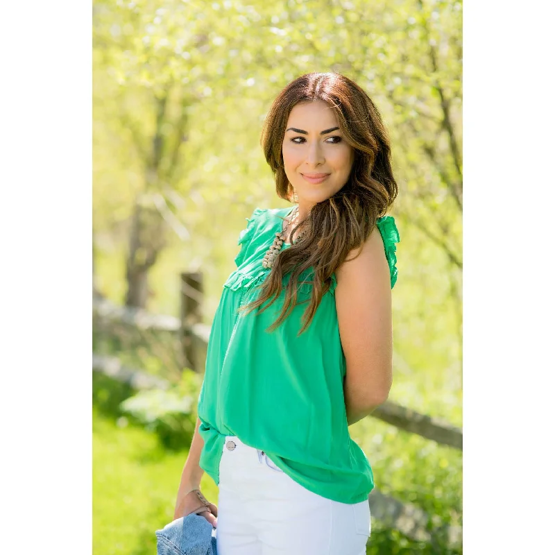 Hurry! While Supplies Last!Bibbed Ruffle Sleeved Blouse