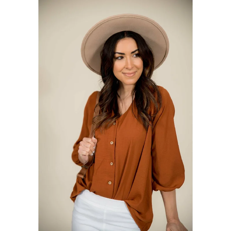 Buy One, Get One Free!Button Wrap V-Neck Blouse