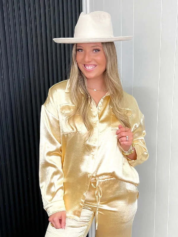 The Best Sale of the Year!Champagne Glam Button Down Blouse