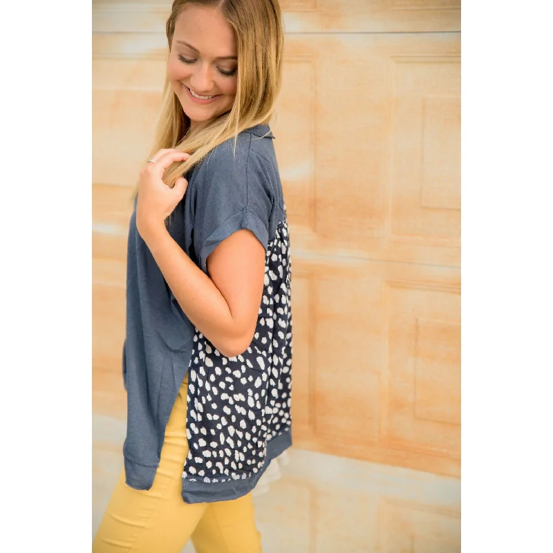 Best Offers of the Month!Cheetah Back Slit Blouse