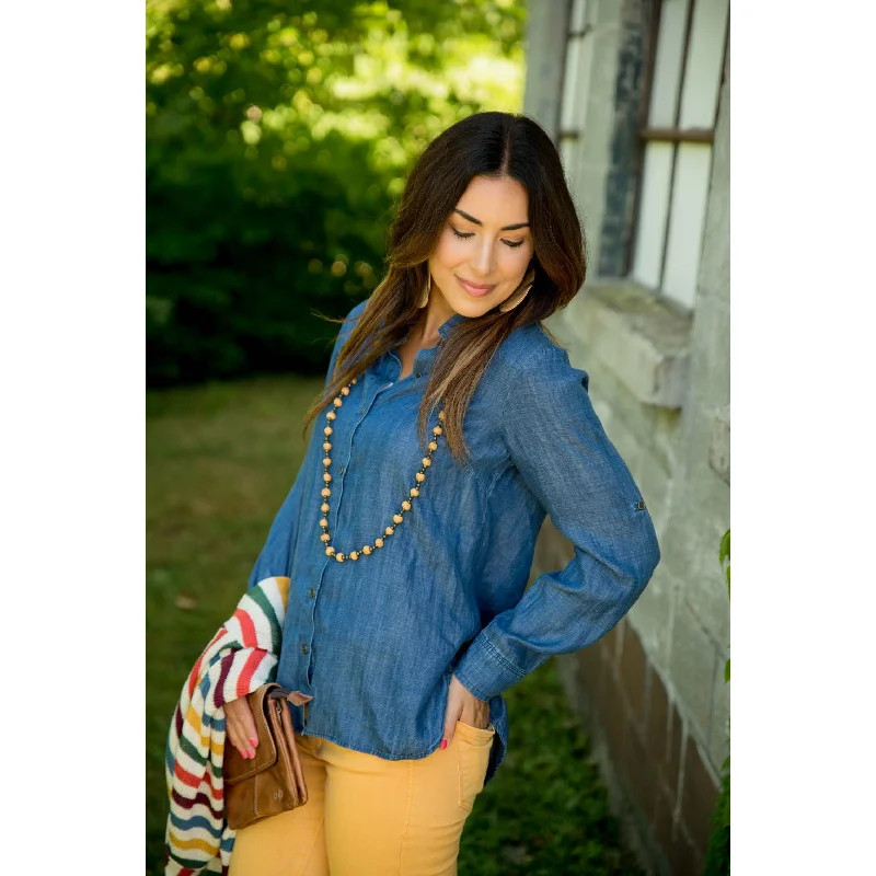 Your Exclusive Offer Awaits!Dark Wash Distressed Denim Shirt