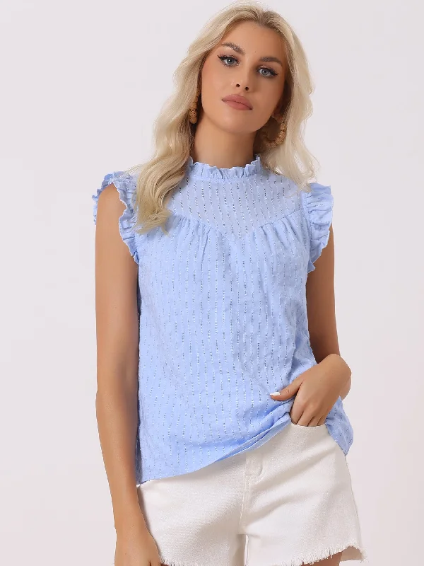 Stock Up and Save!Textured Ruched Sleeveless Crew Neck Slim Fit Blouse