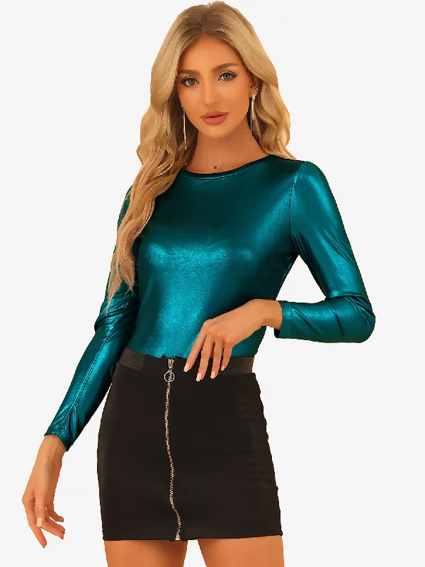 Save More with Every Purchase!Long Sleeve Sparkly Party Glitter Shiny Metallic Blouse Save More with Every Purchase!Long Sleeve Sparkly Party Glitter Shiny Metallic Blouse