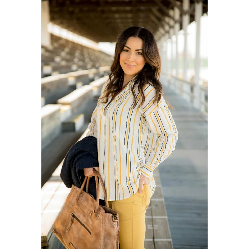 Get It Before It’s Gone!Touch of Mustard Button Back Blouse